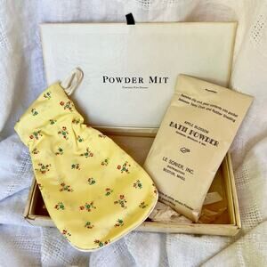 Vintage 40s Vanity Bath Powder Mitt Set Le Sonier Boston Apple Blossom Unused
